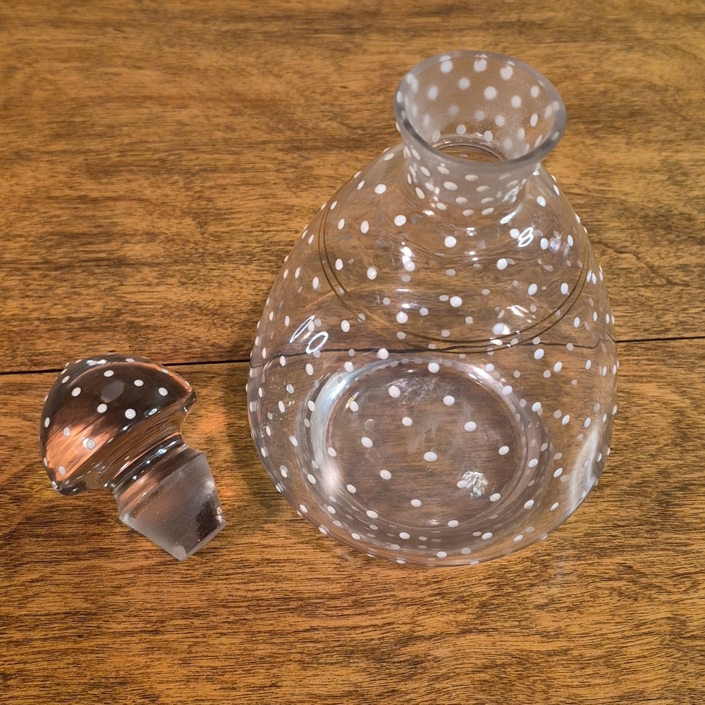 VINTAGE Unique Art Deco Clear Glass Polka Dot Decanter With Matching Stopper - Picture 5 of 16